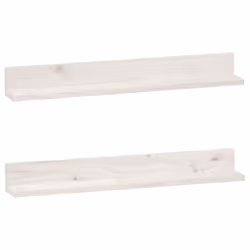 vidaXL Mensole da Parete 2 pz Bianco 80x11x9cm Legno Massello di Pino - Vista aggiuntiva 2