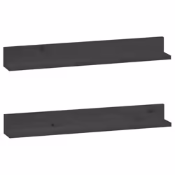 vidaXL Mensole da Parete 2 pz Grigio 80x11x9cm Legno Massello di Pino - Vista aggiuntiva 2