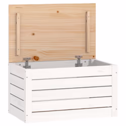 vidaXL Contenitore Portaoggetti Bianco 59,5x36,5x33cm Massello di Pino - Vista aggiuntiva 2