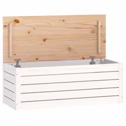 vidaXL Contenitore Portaoggetti Bianco 89x36,5x33cm Massello di Pino - Vista aggiuntiva 2