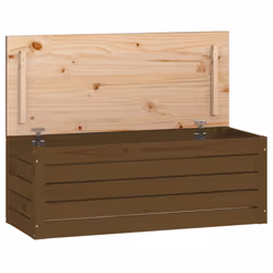 vidaXL Contenitore Portaoggetti Ambra 89x36,5x33cm Legno Massello Pino - Vista aggiuntiva 2