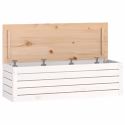 vidaXL Contenitore Portaoggetti Bianco 109x36,5x33cm Massello di Pino - Vista aggiuntiva 2