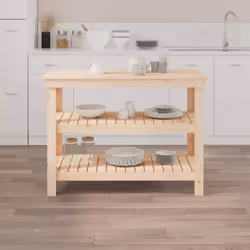 vidaXL Banco da Lavoro 110,5x50x80 cm in Legno Massello di Pino - Vista aggiuntiva 3