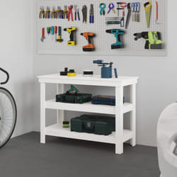Banco da Lavoro Bianco 110,5x50x80 cm in Legno Massello di Pino Vidaxl 2653