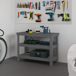 Banco da Lavoro Grigio 110,5x50x80 cm in Legno Massello di Pino Vidaxl 2526