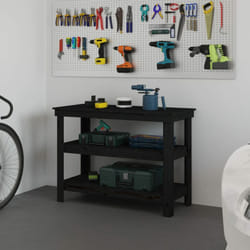 Vidaxl - Banco da Lavoro Nero 110,5x50x80 cm in Legno Massello di Pino 2205