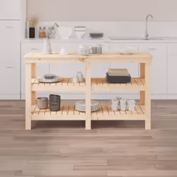 vidaXL Banco da Lavoro 142,5x50x80 cm in Legno Massello di Pino - Vista aggiuntiva 3
