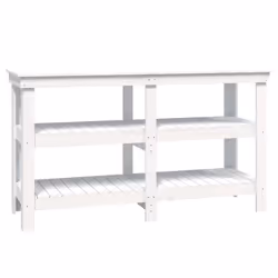 vidaXL Banco da Lavoro Bianco 142,5x50x80 cm in Legno Massello di Pino - Vista aggiuntiva 2