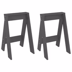 vidaXL Sgabelli 2 pz grigio 40x40x60 cm in Legno Massello di Pino - Vista aggiuntiva 2