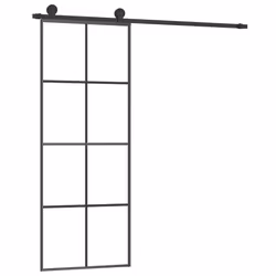 vidaXL Porta Scorrevole con Ferramenta 76x205cm Vetro ESG Alluminio - Vista aggiuntiva 2
