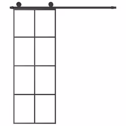 vidaXL Porta Scorrevole con Ferramenta 76x205cm Vetro ESG Alluminio - Vista aggiuntiva 3