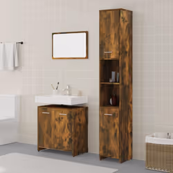 Colore: Rovere fumo Materiali: Legno multistrato, acrilico Dimensioni specchio: 60 x 37 cm (L x L) Dimensioni mobile alto: 30 ...