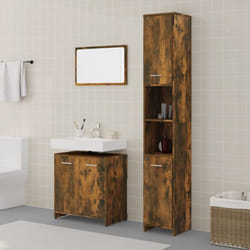 Vidaxl - Set Mobili da Bagno 3 pz Rovere Fumo in Legno Multistrato 9441