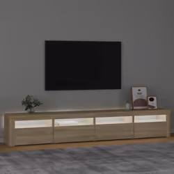 vidaXL Mobile Porta TV con Luci LED Rovere Sonoma 240x35x40 cm - Vista aggiuntiva 3