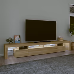 vidaXL Mobile Porta TV con Luci LED Rovere Sonoma 260x36,5x40 cm - Vista aggiuntiva 3