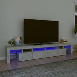 vidaXL Mobile Porta TV con Luci LED Grigio Cemento 230x36,5x40 cm