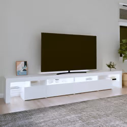 vidaXL Mobile Porta TV con Luci LED Bianco 260x36,5x40 cm - Vista aggiuntiva 3
