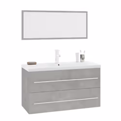 vidaXL Set Mobili da Bagno 3 pz Grigio Cemento - Vista aggiuntiva 2