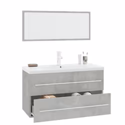 vidaXL Set Mobili da Bagno 3 pz Grigio Cemento - Vista aggiuntiva 3