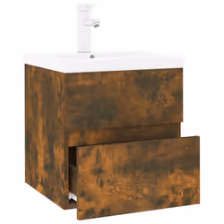 vidaXL Mobile Bagno con Lavabo Integrato Rovere Fumo Legno Multistrato - Vista aggiuntiva 3