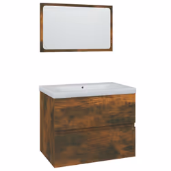 vidaXL Set di Mobili da Bagno Rovere Fumo in Legno Multistrato - Vista aggiuntiva 2