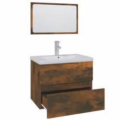 vidaXL Set di Mobili da Bagno Rovere Fumo in Legno Multistrato - Vista aggiuntiva 3