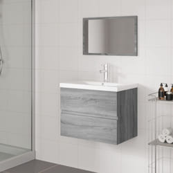 Set mobile da bagno con lavabo incorporato + specchio vari colori disponibili colore: Cemento