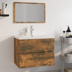 vidaXL Set di Mobili da Bagno Rovere Fumo in Legno Multistrato