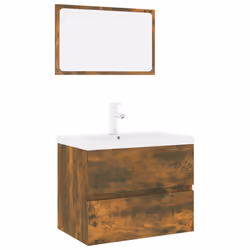 vidaXL Set di Mobili da Bagno Rovere Fumo in Legno Multistrato - Vista aggiuntiva 2