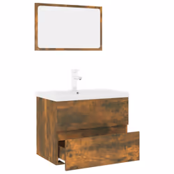 vidaXL Set di Mobili da Bagno Rovere Fumo in Legno Multistrato - Vista aggiuntiva 3