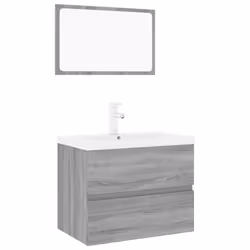 vidaXL Set di Mobili da Bagno Grigio Sonoma in Legno Multistrato - Vista aggiuntiva 2