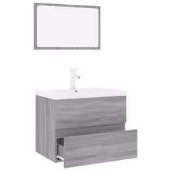 vidaXL Set di Mobili da Bagno Grigio Sonoma in Legno Multistrato - Vista aggiuntiva 3