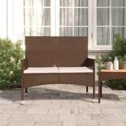 Panchina da Giardino, Panca da Giardino a 2 Posti con Cuscini in Polyrattan Marrone Vidaxl