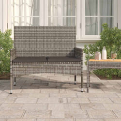 Panca da Giardino a 2 Posti con Cuscini in Polyrattan Grigiocod mxl 95472