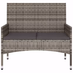Panca da Giardino a 2 Posti con Cuscini in Polyrattan Grigiocod mxl 95472 - Vista aggiuntiva 3