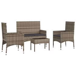 Set Divani da Giardino 4 pz con Cuscini in Polyrattan Grigiocod mxl 71426 - Vista aggiuntiva 3