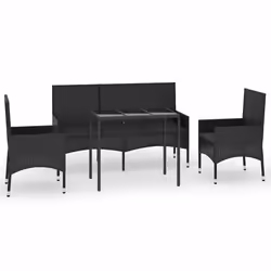 Set Divani da Giardino 4 pz con Cuscini Nero in Polyrattancod mxl 71423