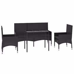 Set Divani da Giardino 4 pz con Cuscini Nero in Polyrattancod mxl 71423
