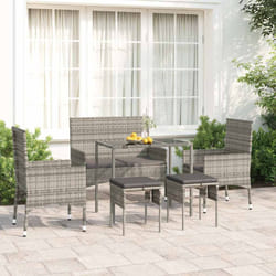 Set Divani da Giardino 6 pz con Cuscini in Polyrattan Grigiocod mxl 119389