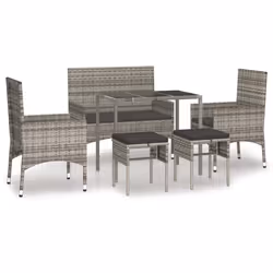 Set Divani da Giardino 6 pz con Cuscini in Polyrattan Grigiocod mxl 119389 - Vista aggiuntiva 2