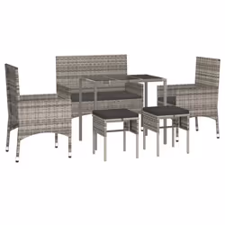 Set Divani da Giardino 6 pz con Cuscini in Polyrattan Grigiocod mxl 119389 - Vista aggiuntiva 3
