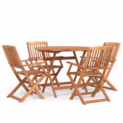 Set da Pranzo per Giardino 5 pz in Legno Massello di Acaciacod mxl 77275 - Vista aggiuntiva 2