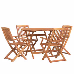 Set da Pranzo per Giardino 5 pz in Legno Massello di Acaciacod mxl 77275 - Vista aggiuntiva 3