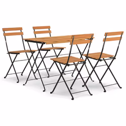 Set Bistrò Pieghevole 5pz in Legno Massello di Acacia e Acciaiocod mxl 124156 - Vista aggiuntiva 2