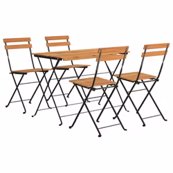 Set Bistrò Pieghevole 5pz in Legno Massello di Acacia e Acciaiocod mxl 124156 - Vista aggiuntiva 3