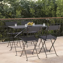 VidaXL 3152112 sedia da esterno Terrazzo Rattan sintetico, Acciaio Nero