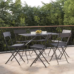 VidaXL 3152113 sedia da esterno Terrazzo Rattan sintetico, Acciaio Nero