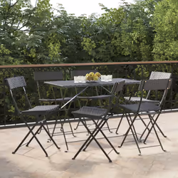 VidaXL 3152114 sedia da esterno Terrazzo Rattan sintetico, Acciaio Nero