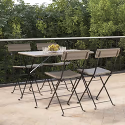 VidaXL 3152119 sedia da esterno Terrazzo Rattan sintetico, Acciaio Grigio