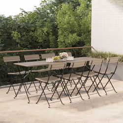VidaXL 3152120 sedia da esterno Terrazzo Rattan sintetico, Acciaio Grigio
